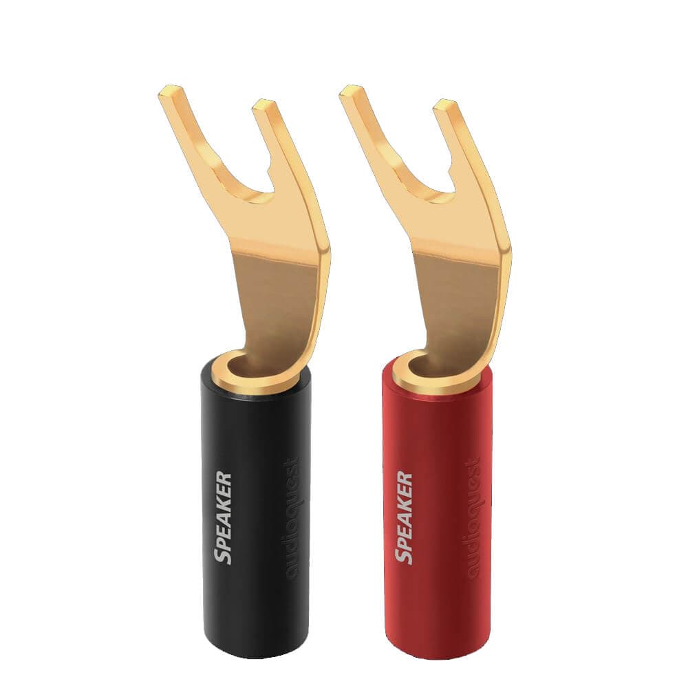 Mufe spada Audioquest SureGrip 100, gold plated, set 2buc (rosu+negru)