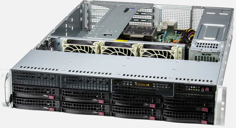Supermicro 521E-WR — server GPU 2U, Intel Xeon Scalable, 1 GPU, 8 bay-uri
