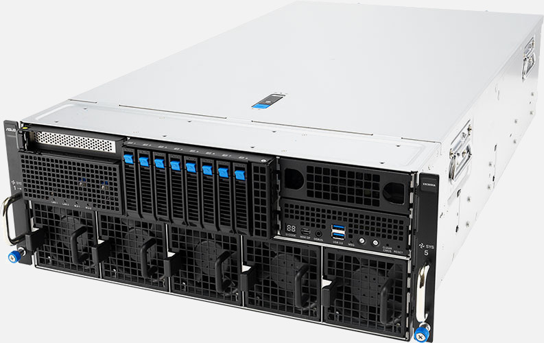 Asus ESC8000A-E13P — server GPU 4U, 2× AMD EPYC 9005, până la 8 GPU, 8 bay-uri