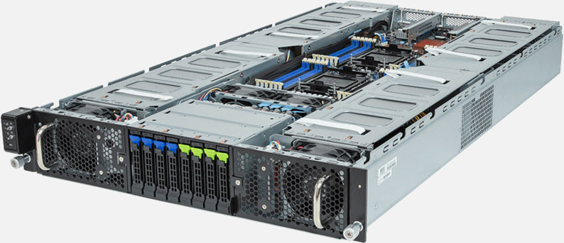 Gigabyte G293-S40 — server GPU 2U, 2× Intel Xeon Scalable, până la 8 GPU, 8 bay-uri