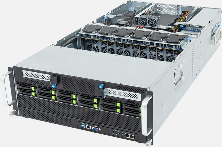 Gigabyte G494-ZB4 — server GPU 4U, 2× AMD EPYC 9005, până la 8 GPU, 12 bay-uri