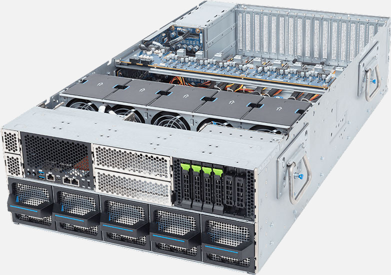 Gigabyte XL44-SX0 — server GPU 4U, 2× Intel Xeon 6, până la 8 GPU, 4 bay-uri