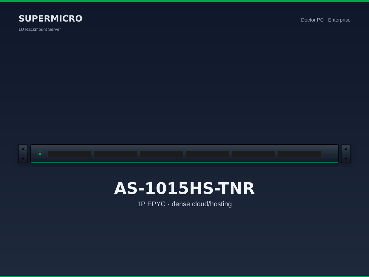 Supermicro AS-1015HS-TNR 1U EPYC Dense Cloud Server