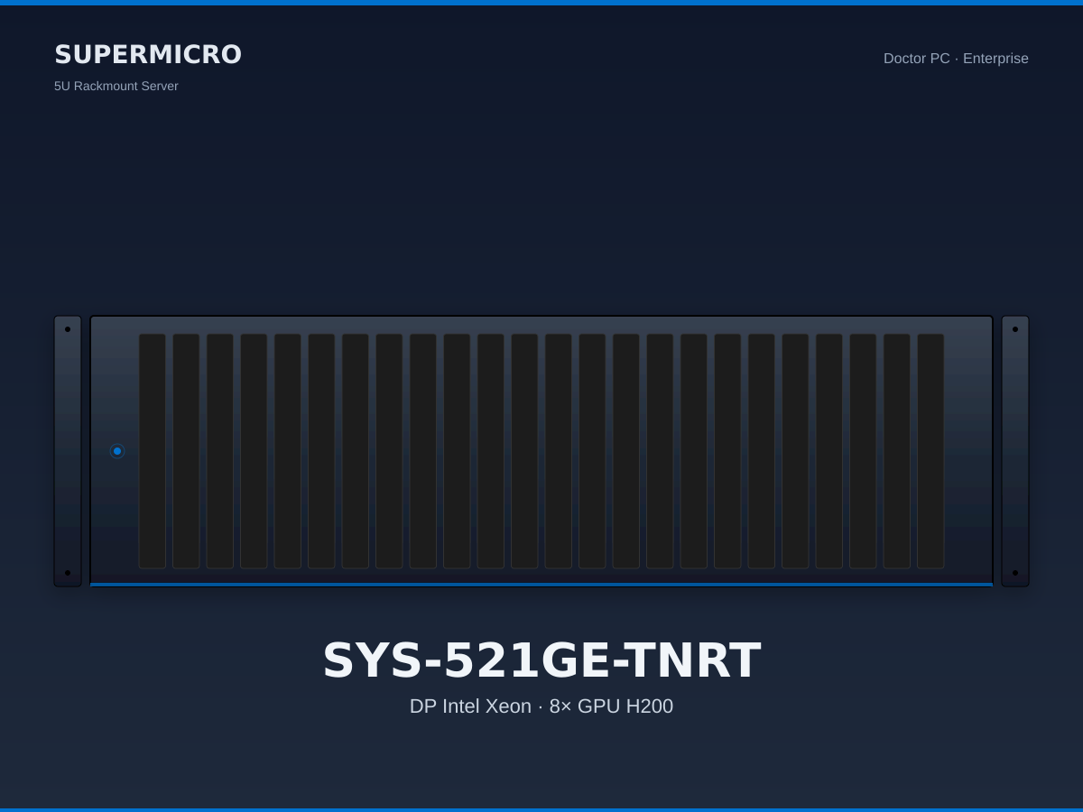 Supermicro SYS-521GE-TNRT 5U Intel Xeon GPU Server (8× GPU H200)